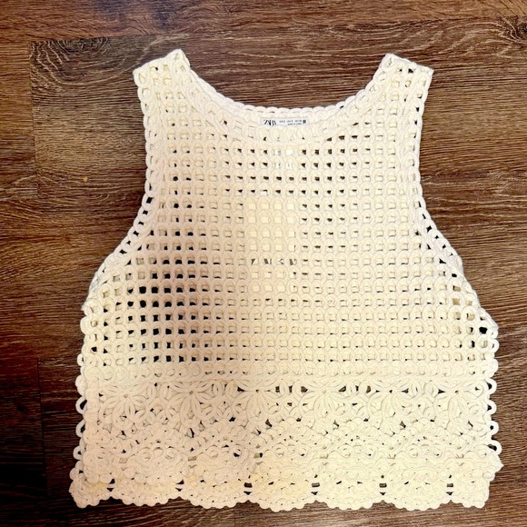 Zara Tops - Zara Cream Crochet Women Top | Sz S | BNWT